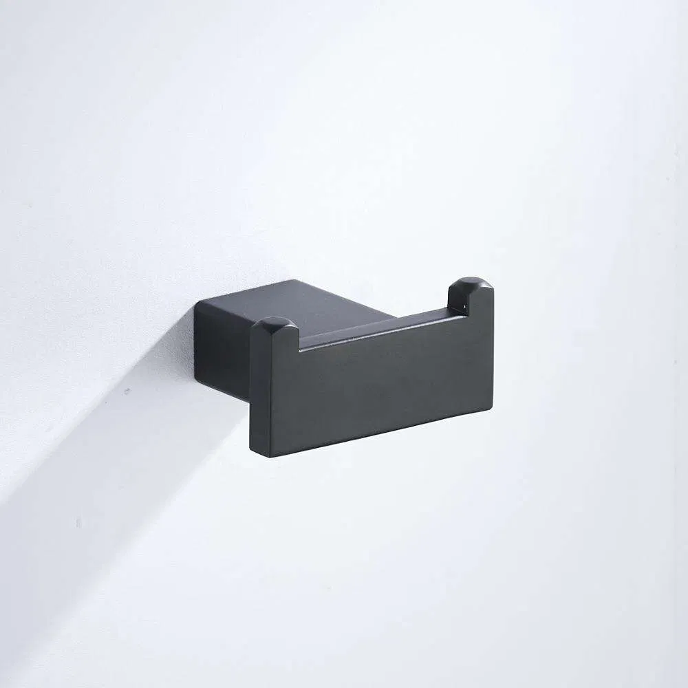 4 Pieces Square Matte Black Wall Mounted Bathroom Accessories Set