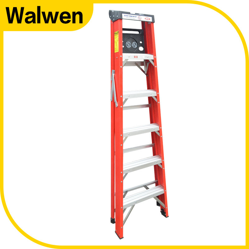 En131 Household&Domestic Fiberglass Foldable&Folding Tool Tray Ladder with 2*4 Step