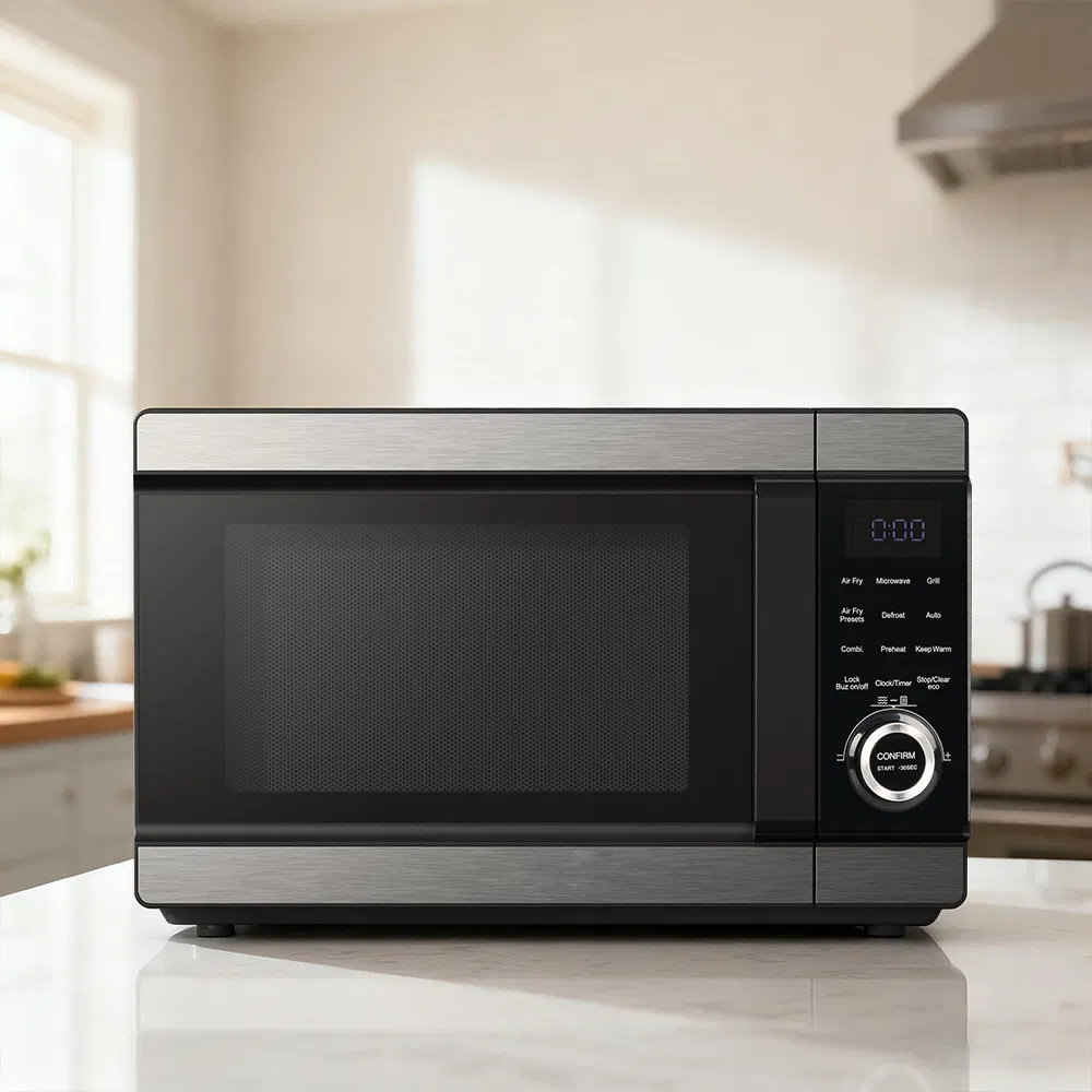 28-Liter Electric Power Grill Smart Digital 900W True Microwave Oven with Air Fryer
