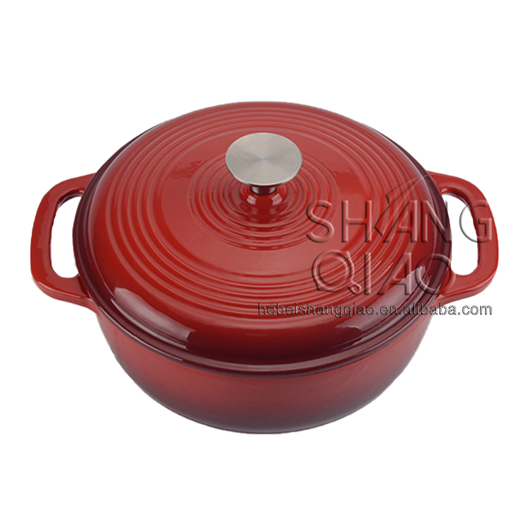 Чугунная жаровня 3 кварты с эмалью, красная