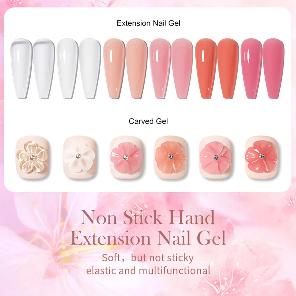 Nails Art Design Custom Manicure Care Colorful Nude Hard Jelly Resin Nail Extension Odorless UV Gel Kit