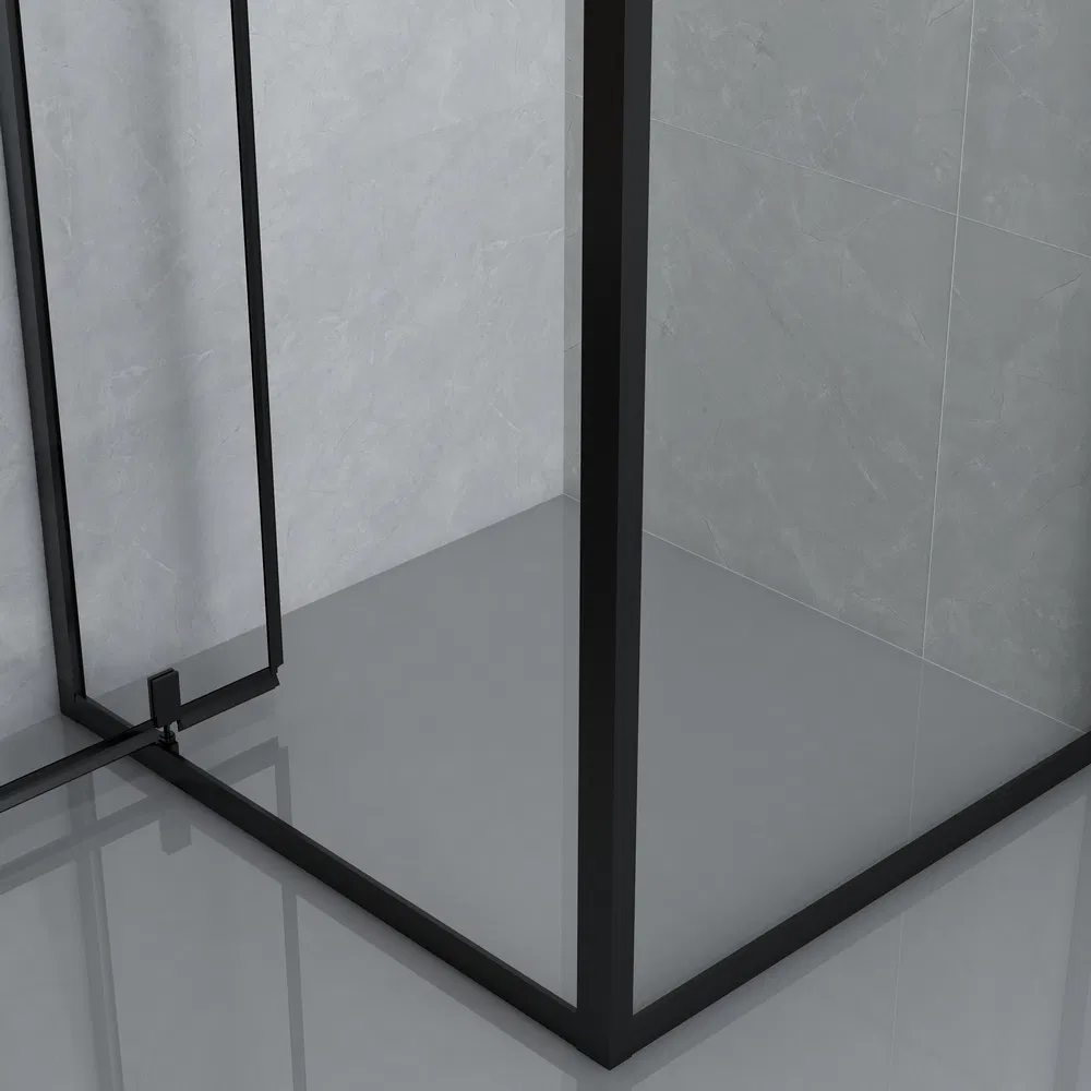 Bathroom 6mm Transparent Glass Black Aluminum Framed Shower Cubicle for Sale