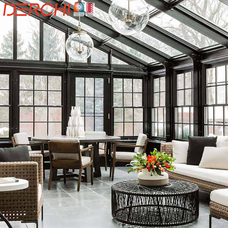 Factory Directly Wholesale California Glass Ultra-Narrow Frame Fixed Screen Windows Prefabricated Sun Houses