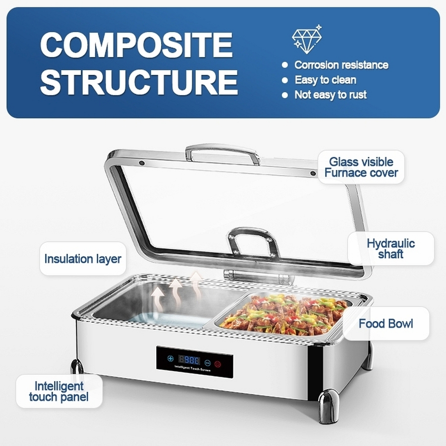 Quick-Heating Shell Foot Hydraulic Square Electric Food Warmer Buffet Cart Stove