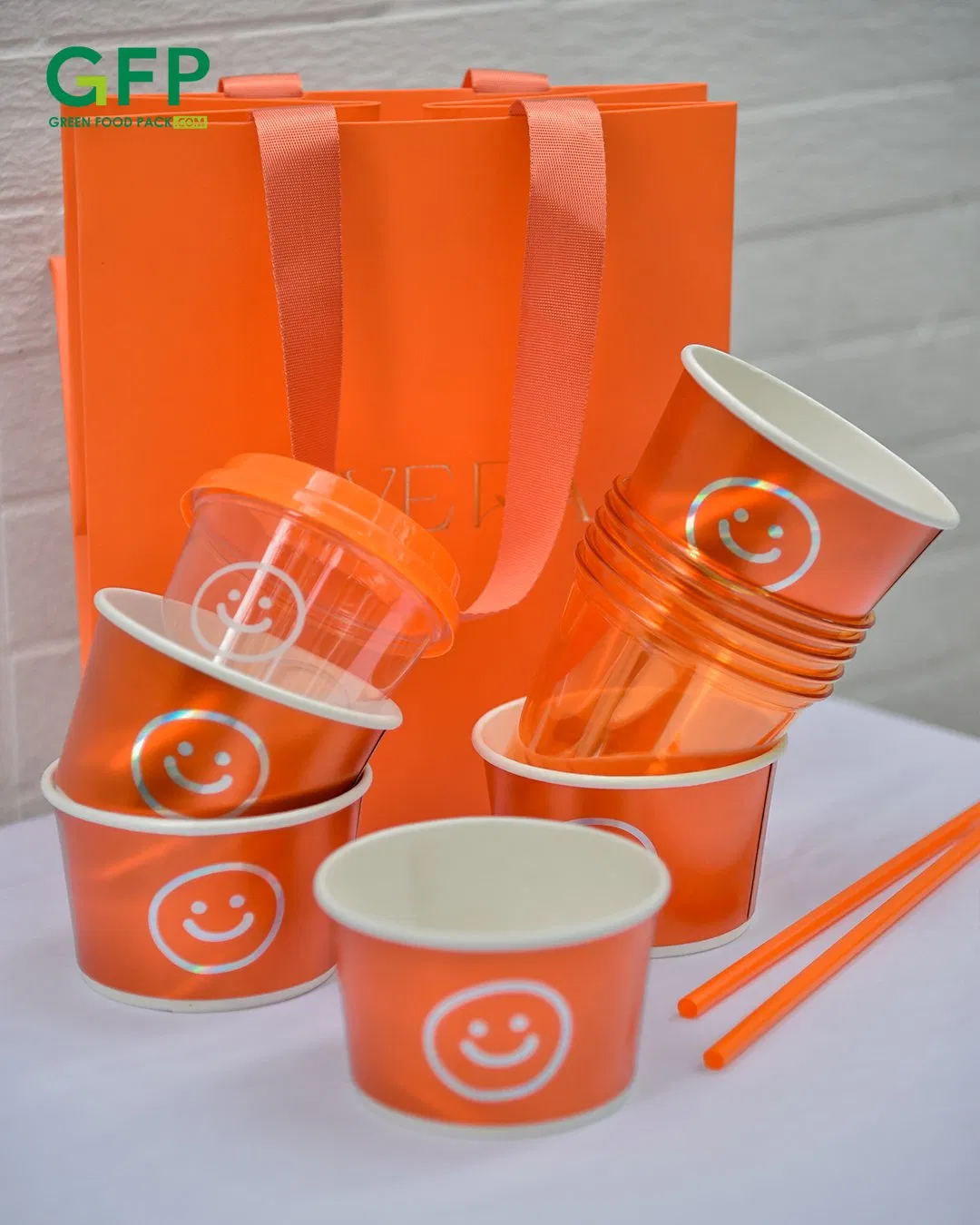 Disposable Takeaway Packaging Ice Cream Container Tubs Paper Cup with Lid