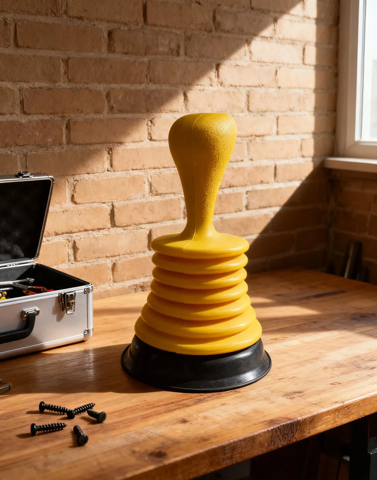 Yellow Durable Plastic Toilet Plunger: Comes with Sturdy Handle