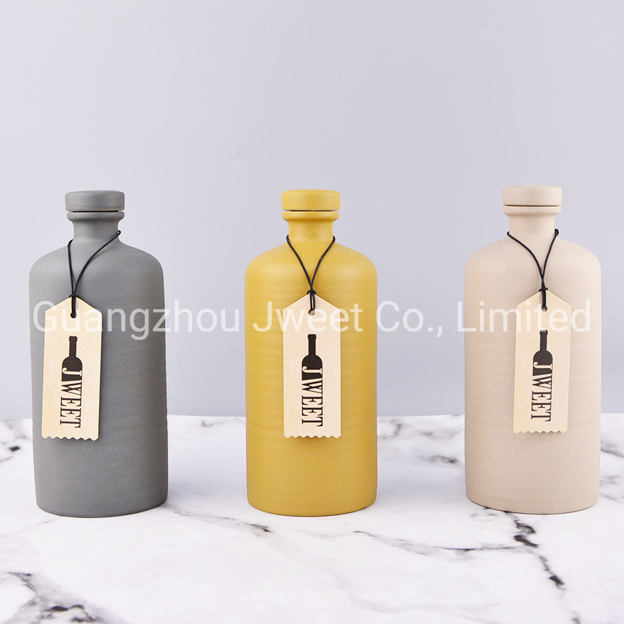 Custom 500ml Hand Painted Olive Oil Bottle Ceramic Liquor Bottle
