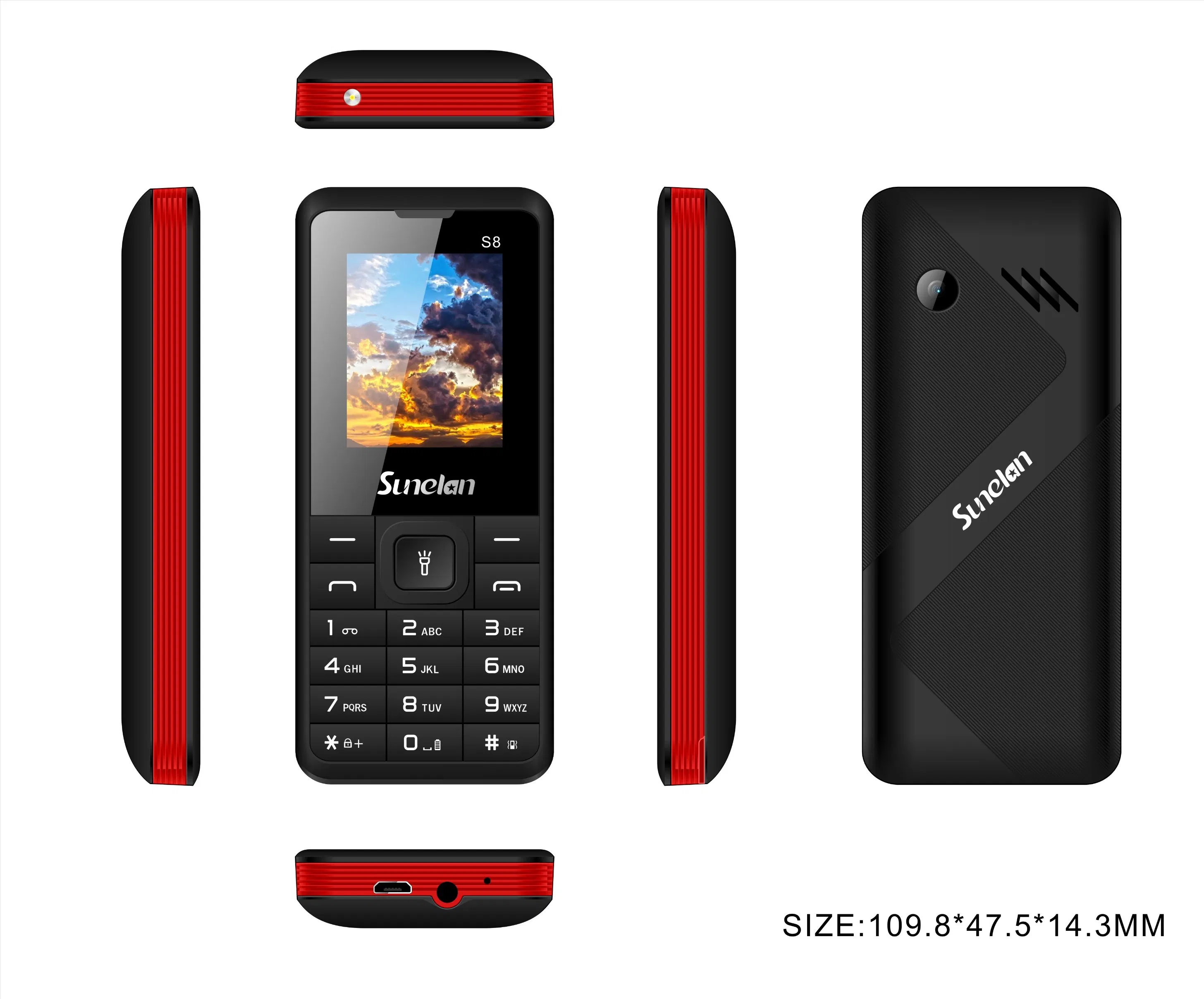 Кнопочный телефон Sunelan S8, 2 SIM, 1000mAh