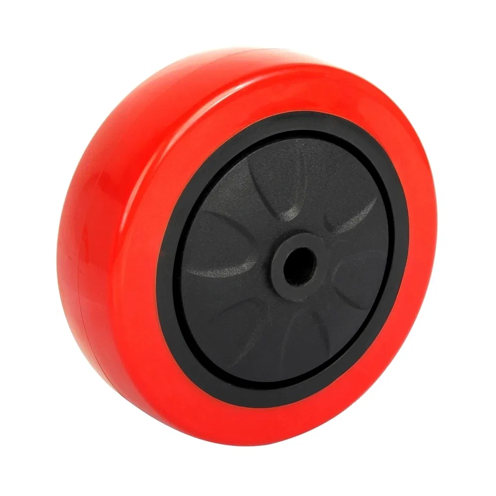 Flexible Movement Customizable Red Medium Duty Elastic PU Wheels Caster