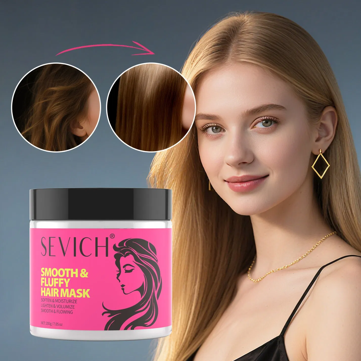 Custom Anti-Frizz Repair Silky Straightening 2 in 1 Smoothing & Fluffy Hair Mask