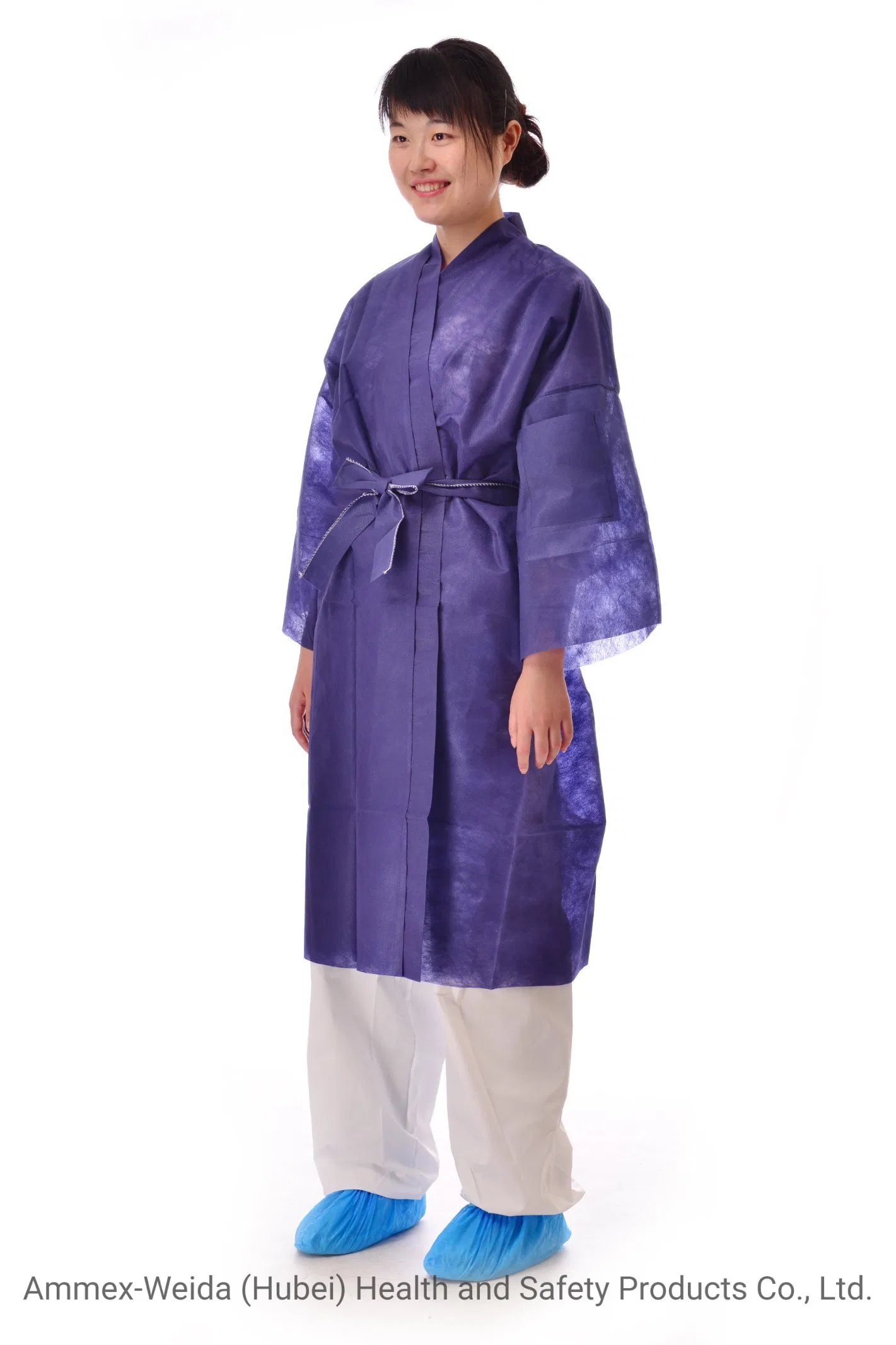 Light Weight Soft Non-Woven Clothing for Beauty Salon/Disposable Use Non-Woven Kimono