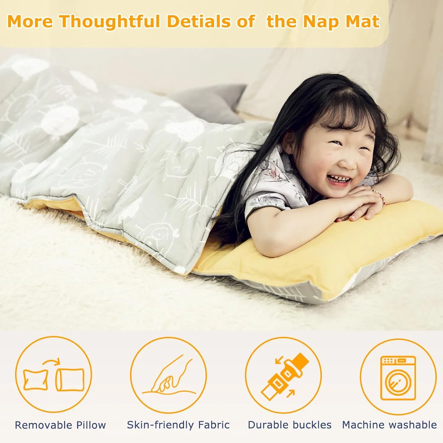 Portable Sleeping Mat Soft Microfiber Toddler Nap Mat