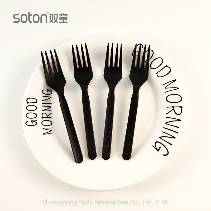 Biodegradable Cpla Fork Eco-Friendly Dinnerware Black Fork