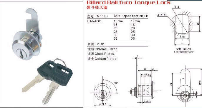 Zinc Cam Lock, Steel Box Lock. Furniture Lock, Mailbox Lock