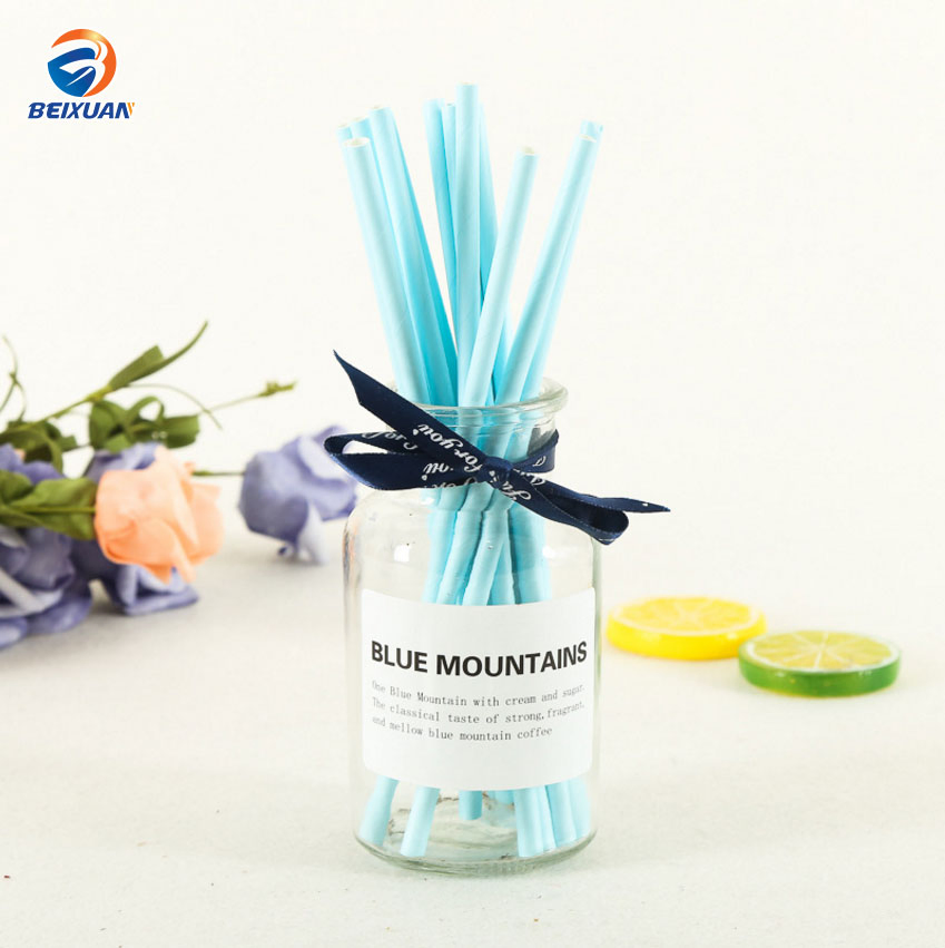 Factory Supply Biodegradable Disposable Blue Kraft Paper Drinking Straw
