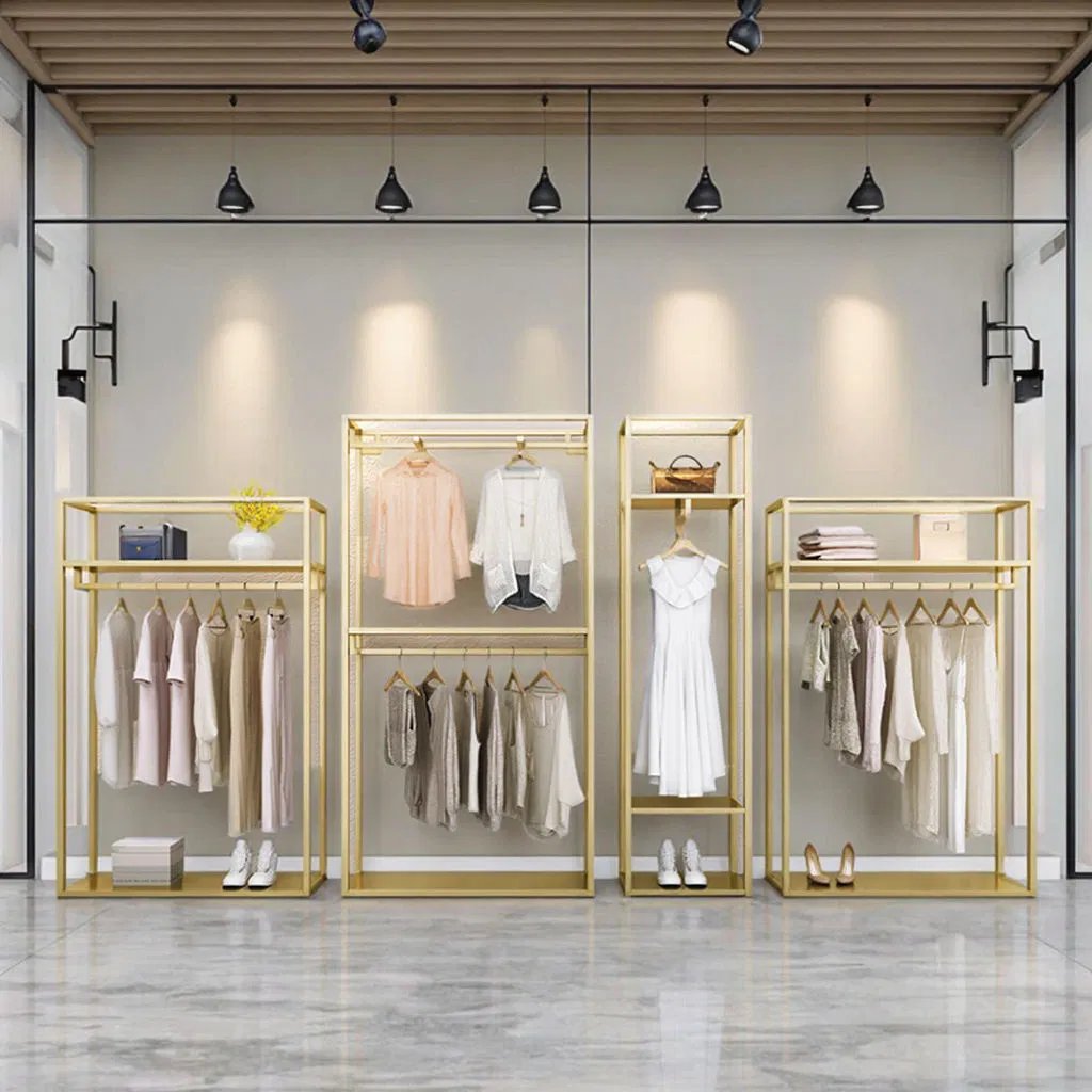 Custom Logo Adjustable Metal Clothing Hangers and Store Racks for Commercial Use