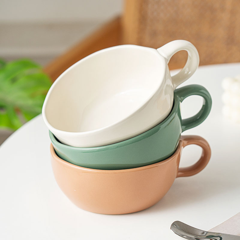 Creative Ceramic Noodle Soup Bowl Large Capacity Serving Bowls for Household