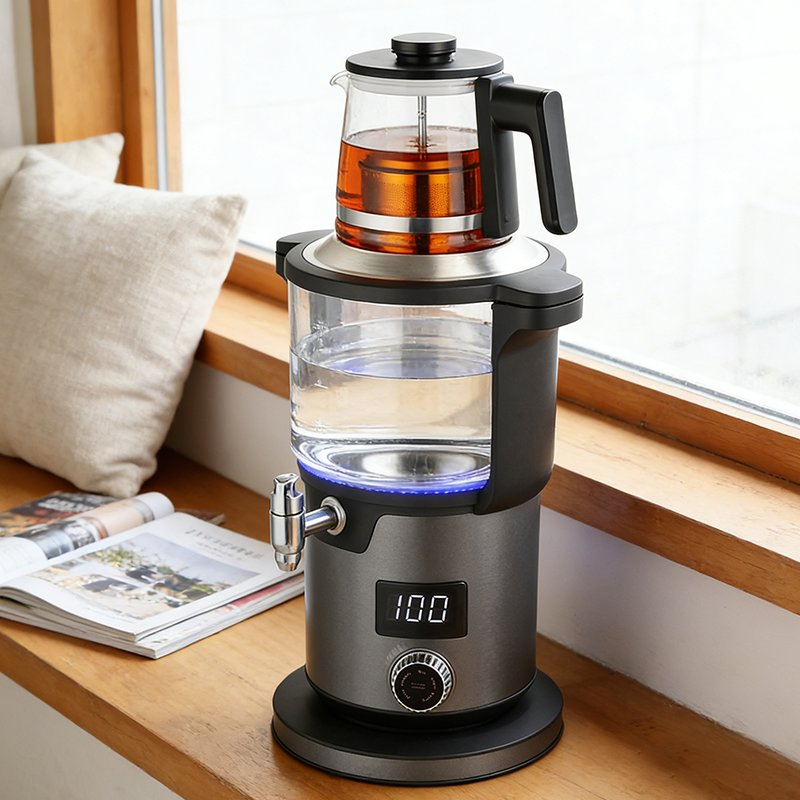 Home Appliances 2000W Power Cordless Tea Kettle LED Temperature Display Glass Electric Turkish Samovar Tea Maker with Thermometer