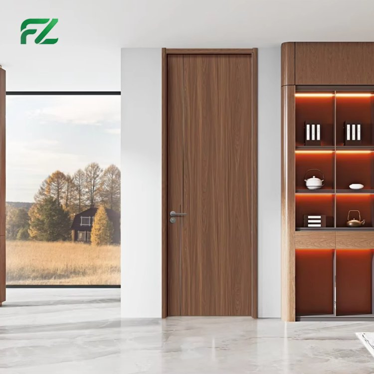 Custom Size Fire-Rated & Soundproof Simulated Wood Grain Aluminum Interior Doors Slab Doors