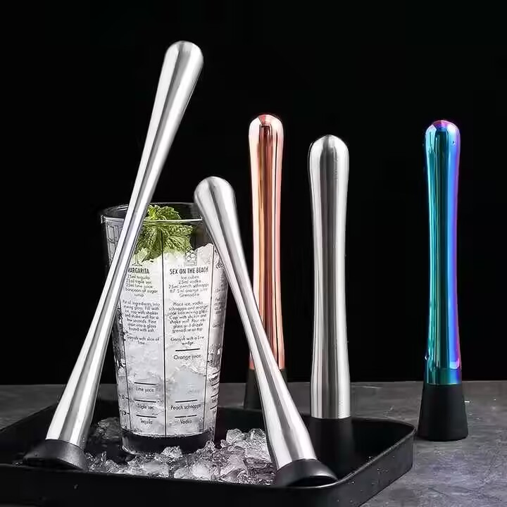 Modern Stainless Steel Orange Fruit Juice Muddler Barware Cocktail Copper Gunmetal Rainbow Plated Bar Tools Accessories 20.5cm 22.5cm Cocktail Muddler