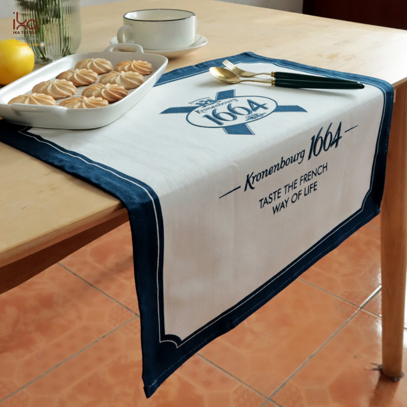 Square Hemstitch Cotton Canvas Placemat Custom Printed Logo Perssonaliaed Woven Heat Resistant Wester-Style Restaurant Fabric Place Mats