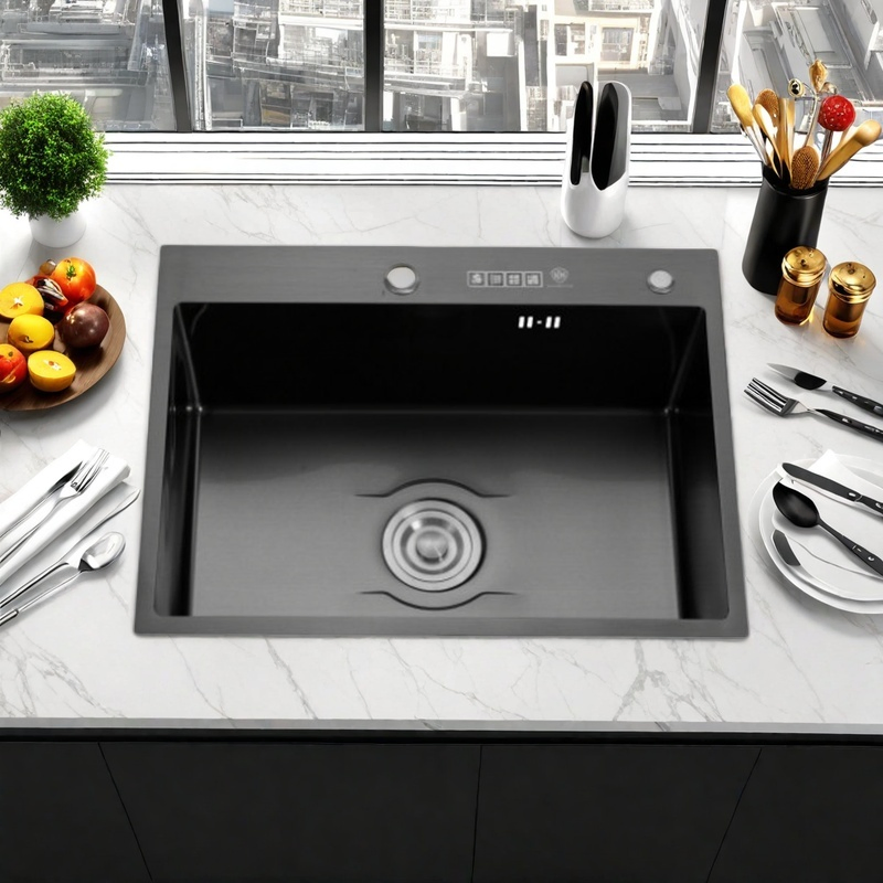 H6045b-Practical Hand-Drawn Double-Hole Stainless Steel Sink