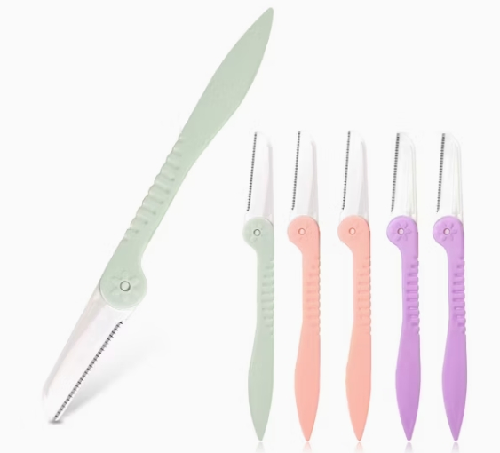 Precision Stainless Steel Eyebrow Trimmer with Ergonomic Foldable Handle