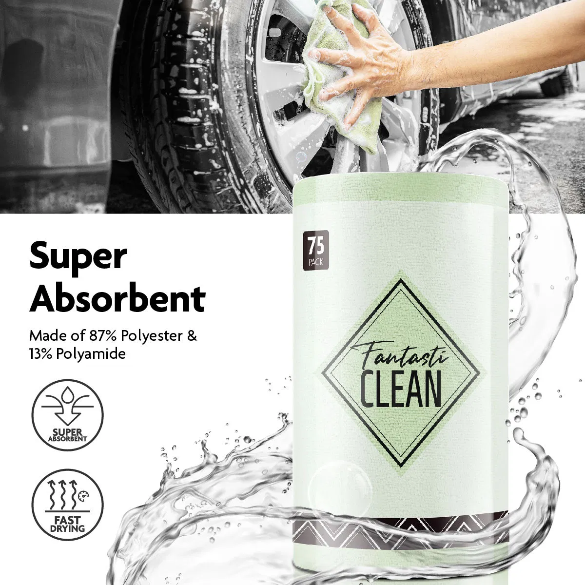 Wholesale 75 Pack Cleaning Cloth Tear Away Microfiber Roll Kitchen Cleaning Towels Washable Cloths, for Car, House