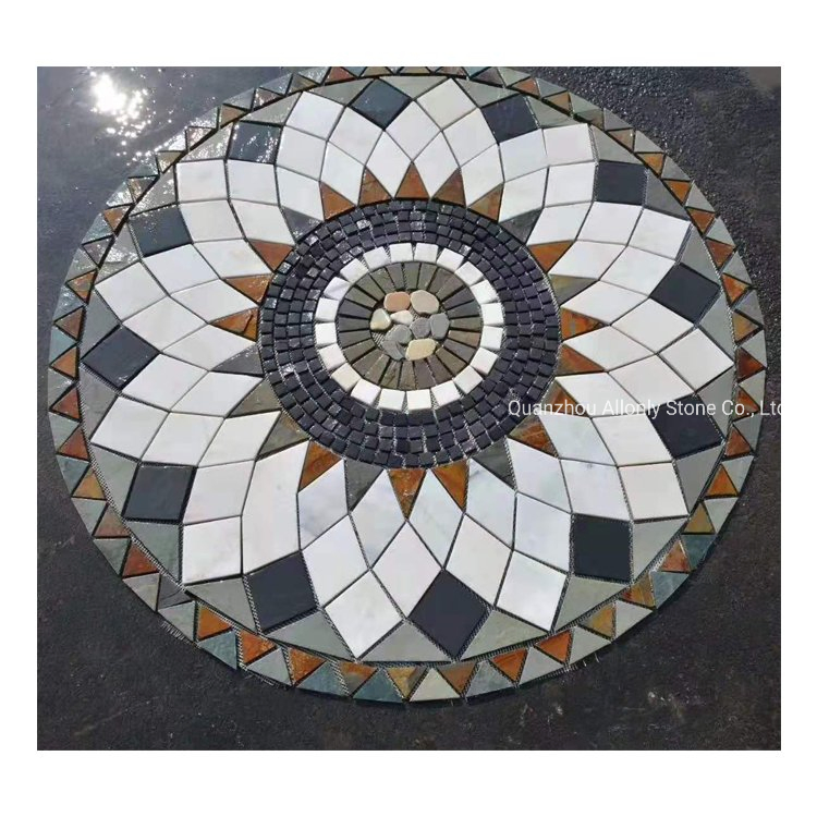Round Design Slate Multicolor Tile Mosaic Medallion Floor Patterns for Outdoor Flooring
