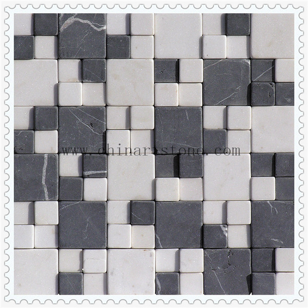 Marble Stone Mosaic 3D Polished and Split Finishes for Wall