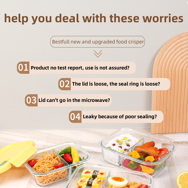 Bestfull Heat-Resistant High Borosilicate Preservation Oven Kitchen Glass Food Container with Silicone Valve