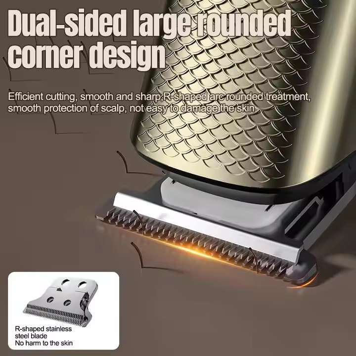 Retro Men's Digital Display Multi-Functional Six-in-One Bald Hair Clipper Electric Ipx6 Nose Hair and Body Hair Trimmer