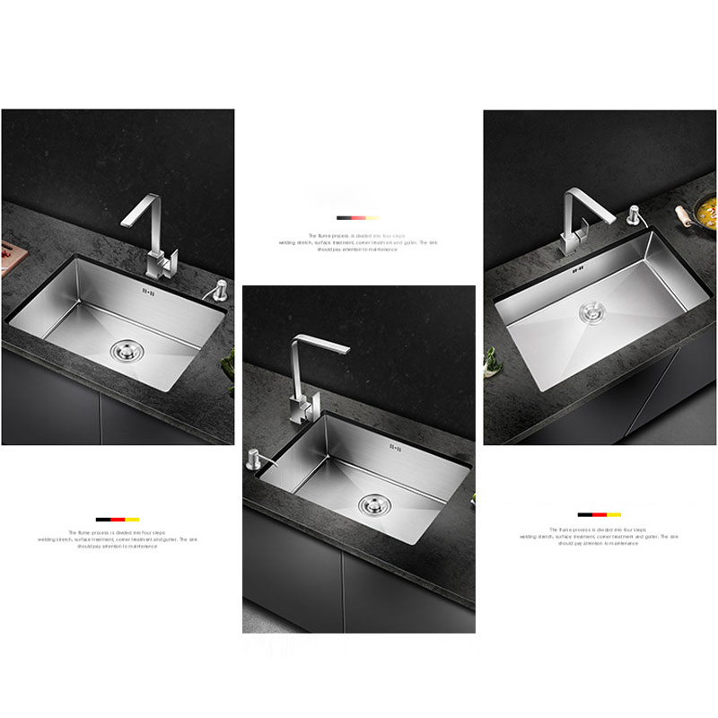 SUS304 Nano Embedded Wash Basin Single Bowl Stainless Steel Undermount Kitchen Handmade Sink
