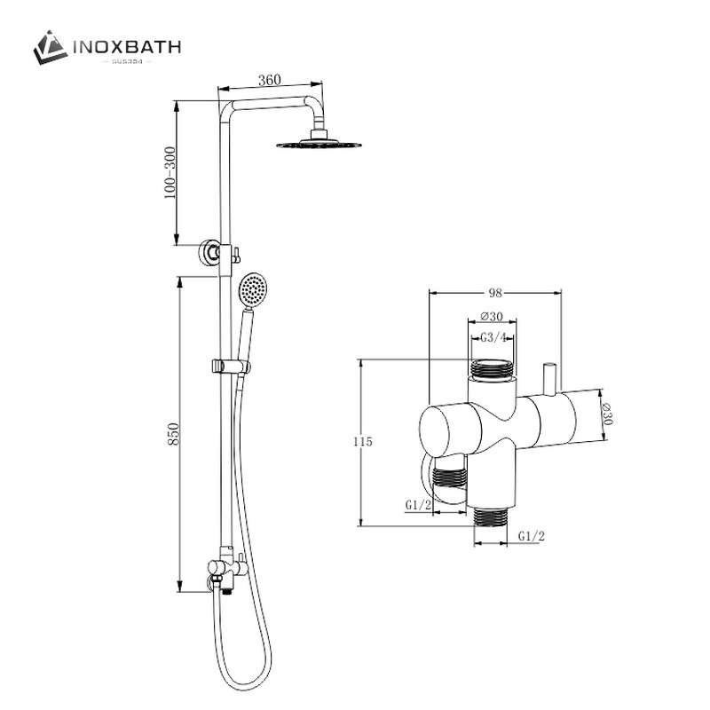 Stainless Steel Shower Kit, Single Cold Water, Water-Saving Technology, Contemporary Shower Set