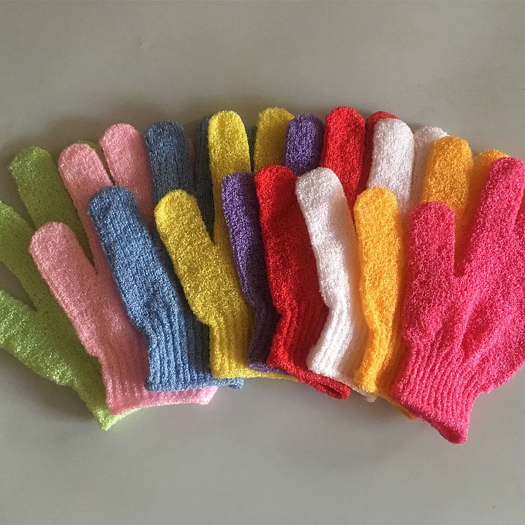 Wholesale Nylon Single Color Bath Gloves Exfoliate Exfoliating Glove Remove Dead Skin