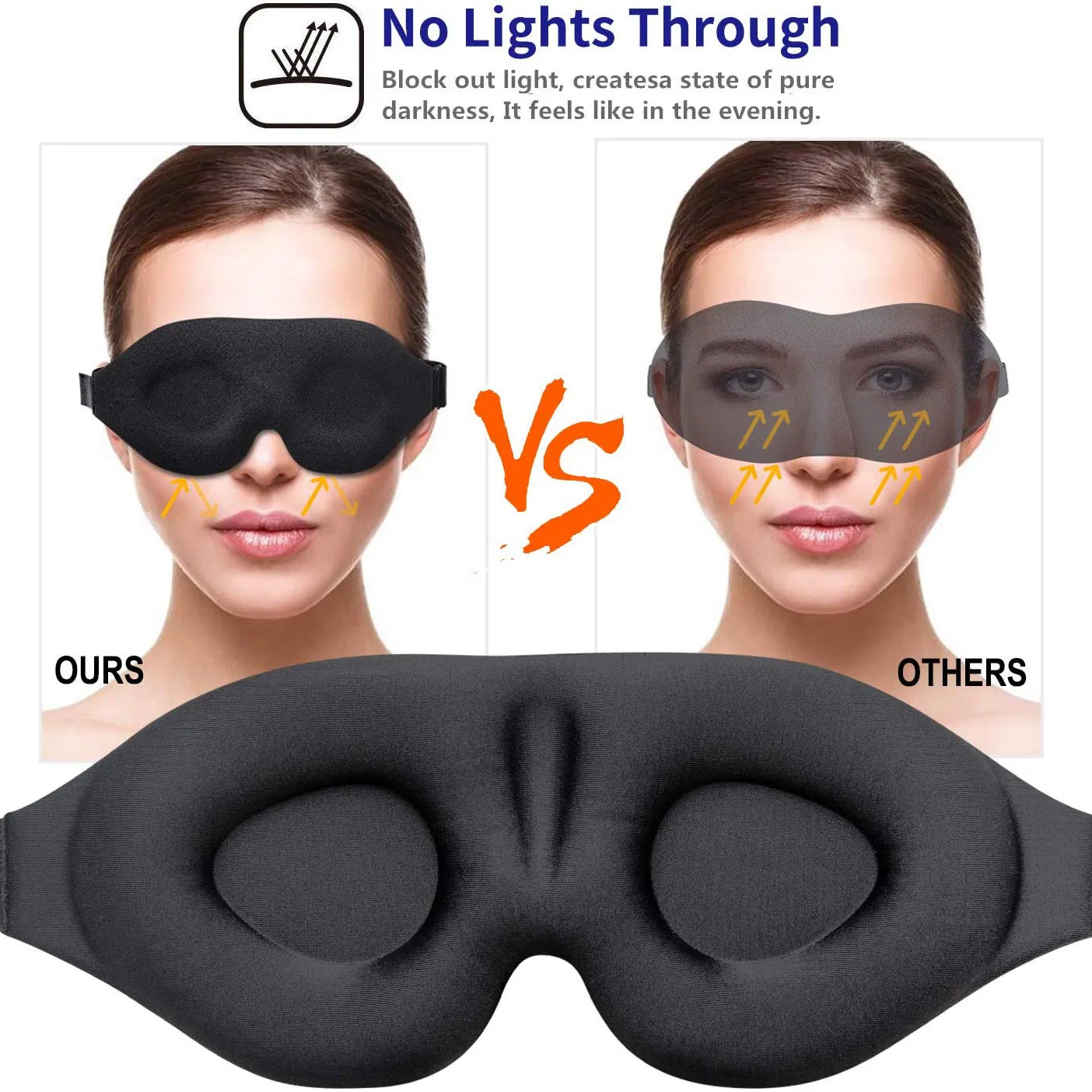 Sleep Eye Mask for Men Women, 3D Contoured Cup Sleeping Mask & Blindfold, Concave Molded Night Sleep Mask, Block out Light, Soft Eye Shade Cover