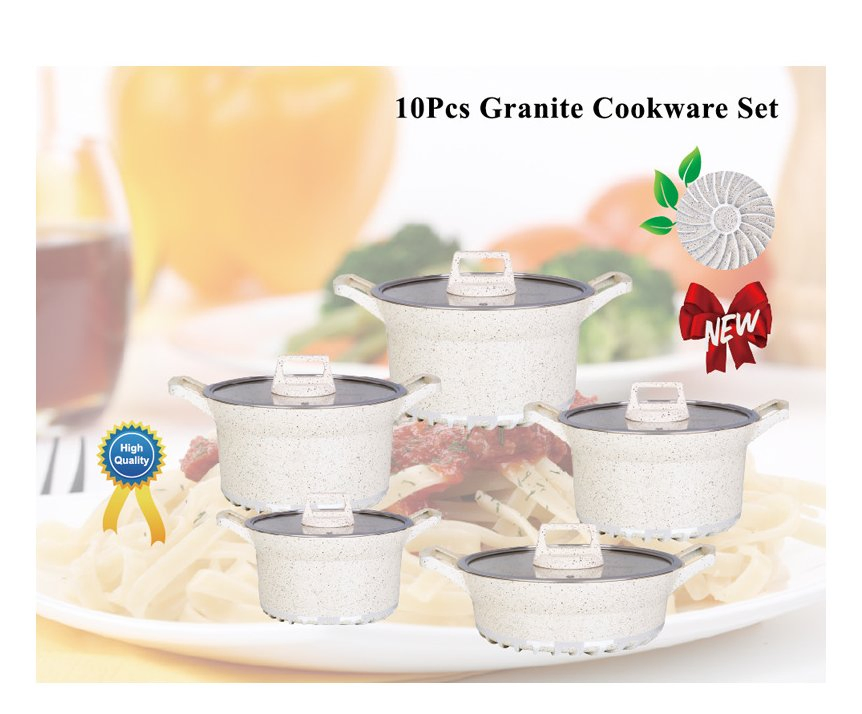 High Quality Granite Cookware Sets Non Stick Marble Aluminum Cooking Pots and Pans Wholesale Kitchen Cookware Set
