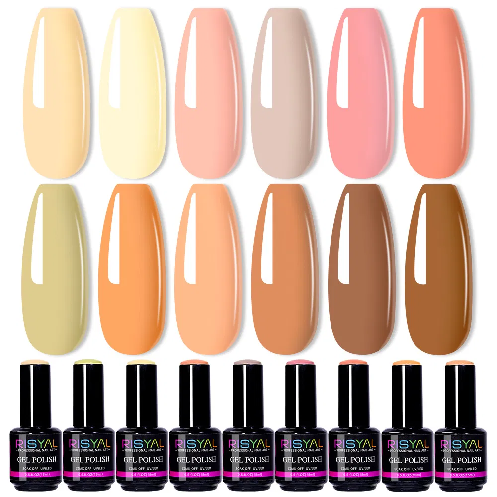 Premium 12 Colors Pearlescent Gel Nail Polish Set Shimmery Iridescent Finish Salon Art Manicure Kit Polish