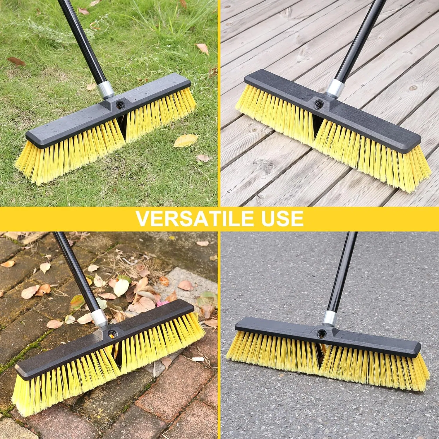 24inch Push Broom, Hard Bristle Large Push Broom- Commercial Floor Scrub Cleans Dirt, Hard Bristle, Floor Cleaning Brush
