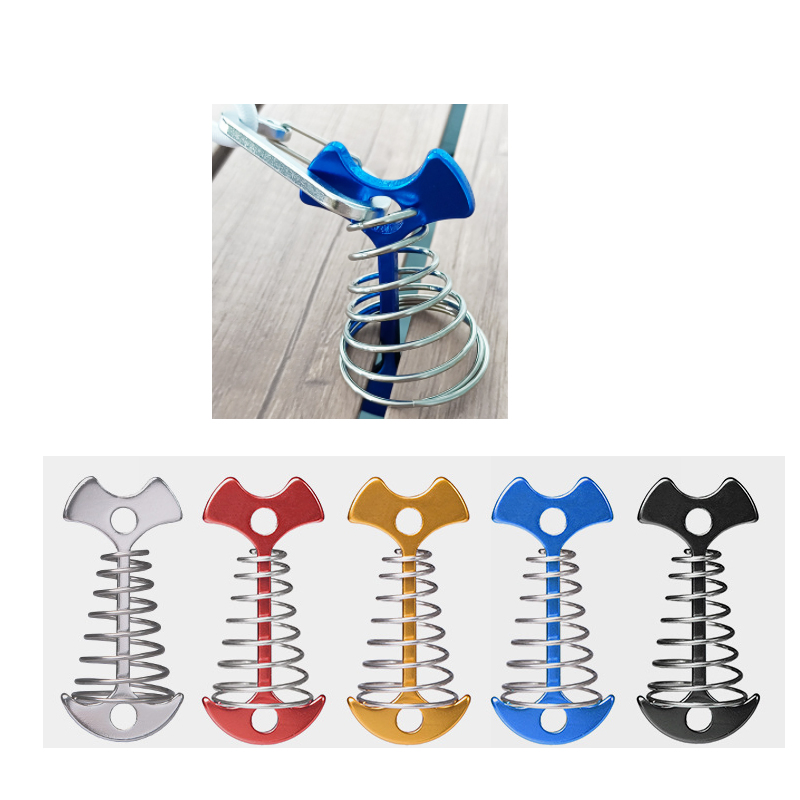 Factory Camping Tent Ground Pegs Camping Plywood Ground Pegs Outdoor Canopy Wind Rope Buckles Spring Fishbone Pegs