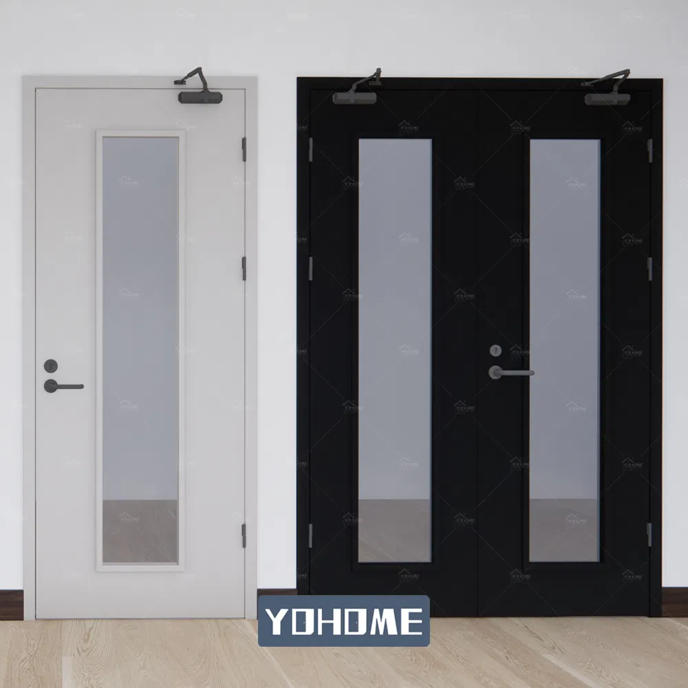 Yohome Mall School Condo Hotel 1.5 Hours Steel Fire Rated Door Galvanized Steel Fire Doors Commercial Building Fire Proof Doors