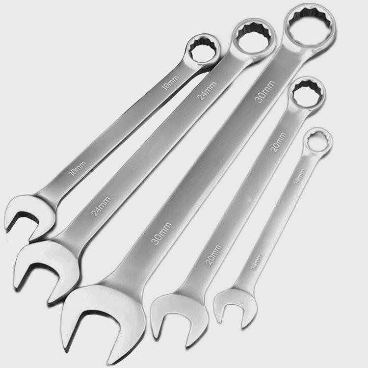 High Strength 10PCS Large Size Combination Wrench Kit Polished Chrome Finish