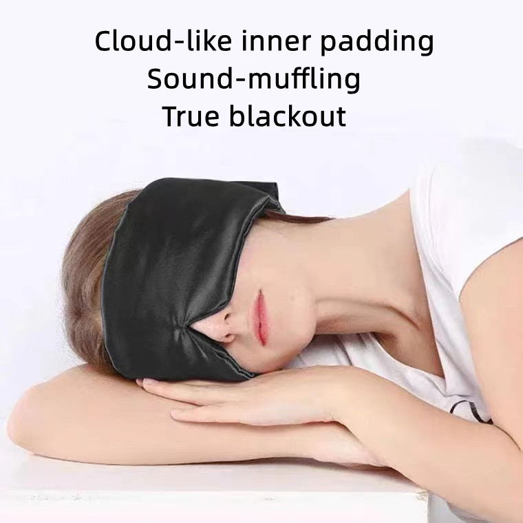 Custom Logo Wide Band Strapless Design 100% Pure Natural Mulberry Silk True Blackout Sleep Eyemask