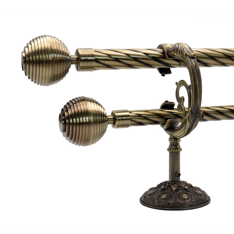 Side Mounted Bracket Fixing Curtain Rail 28+22mm Round Ball Head Roman Rod