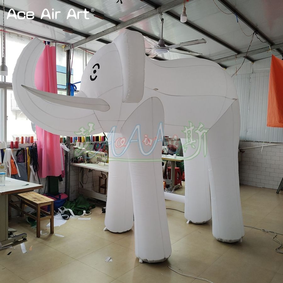 3m 10ftl Inflatable White Elephant Animal for Carnival Parade Outdoor Event Decorative