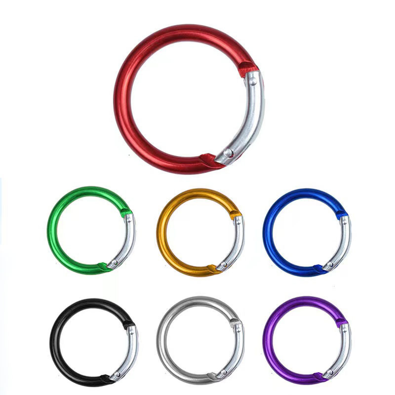 Colored Spring Round Carabiner Keychain Bag Clips Hook Metal O Ring