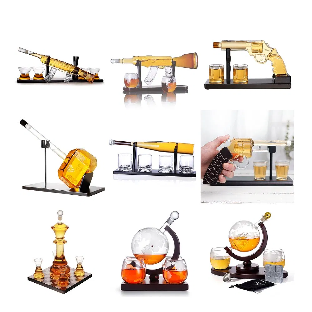 Wholesale Custom Hammer Shaped Glass Decanter High Temp Resistant High Borosilicate Glass Material for Restaurant Hotel Bar