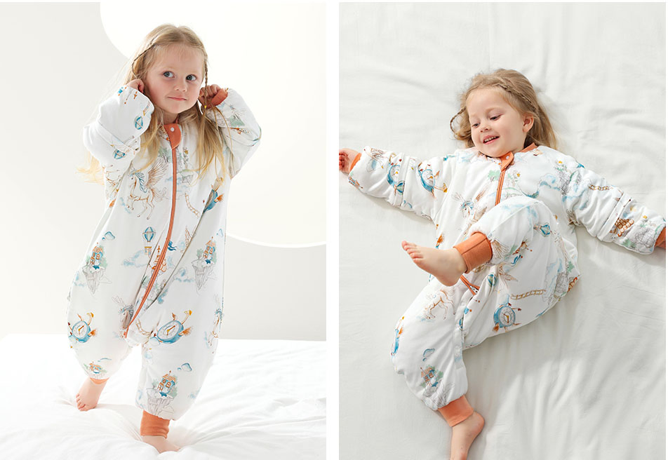Bulk Custom Baby Sleeping Bag with Legs Bamboo Fiber Warm Winter Sleep Sack for Boy Girl Detachable Sleeve Double Zipper Flow