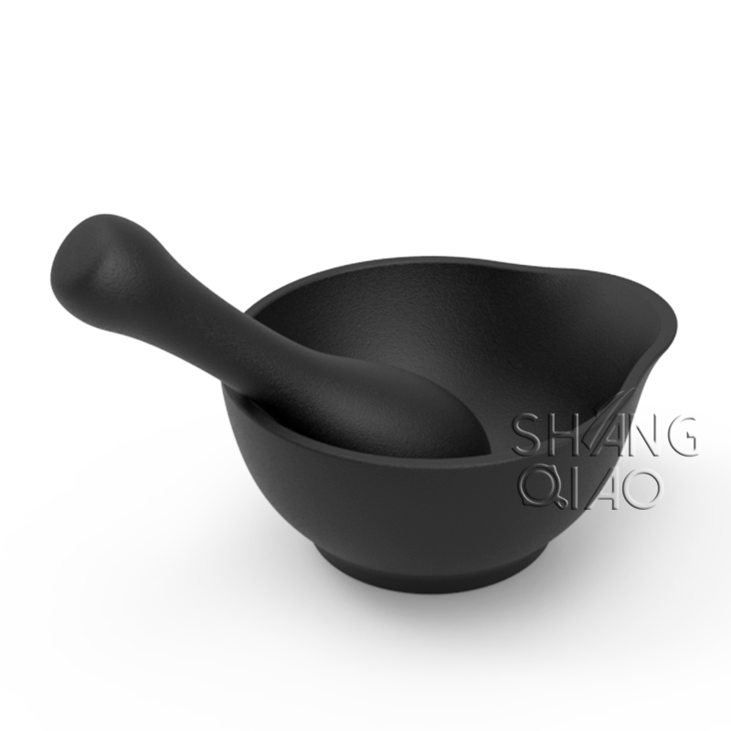 Premium Pre-Seasoned Cast Iron Mortar and Pestle Set for Grinding Spices, Herbs, and Pesto