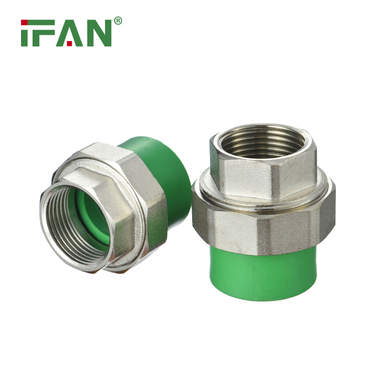 Ifan Safety NBR 15884 PPR Fittings Plumbing 20-110mm Green Color Fitting PPR Female Union Brass PPR Pipe Fitting